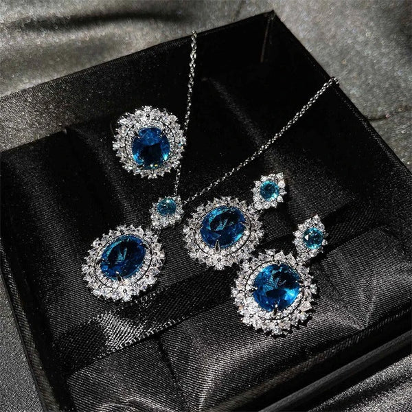 Blue CZ Jewelry Sets