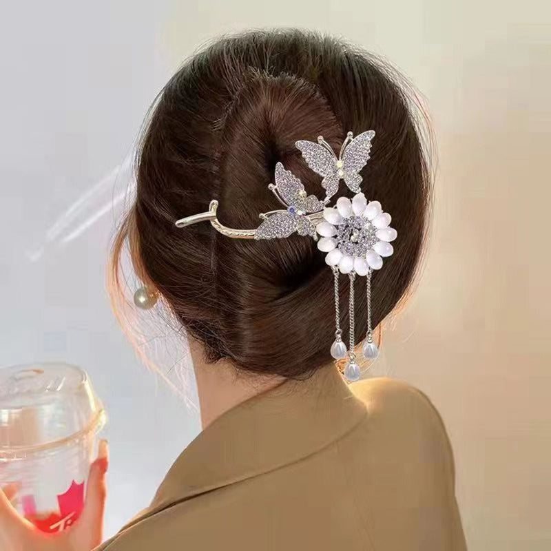 Double Butterfly Sunflower Twist Clip Hair