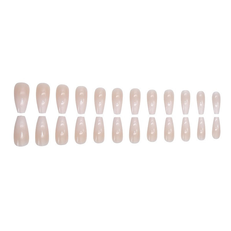 Pure Color French ice Transparent Gradient Fake Nails - 24Pcs