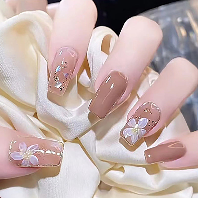 Gentle and Sweet Wind Pink Flower Fake Nails  - 24Pcs