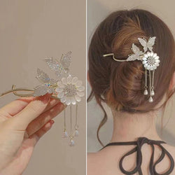 Double Butterfly Sunflower Twist Clip Hair