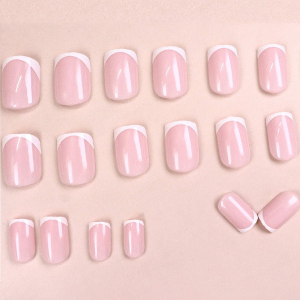 Pink White Air Milk Cute Sweet Fake Nails  - 24Pcs