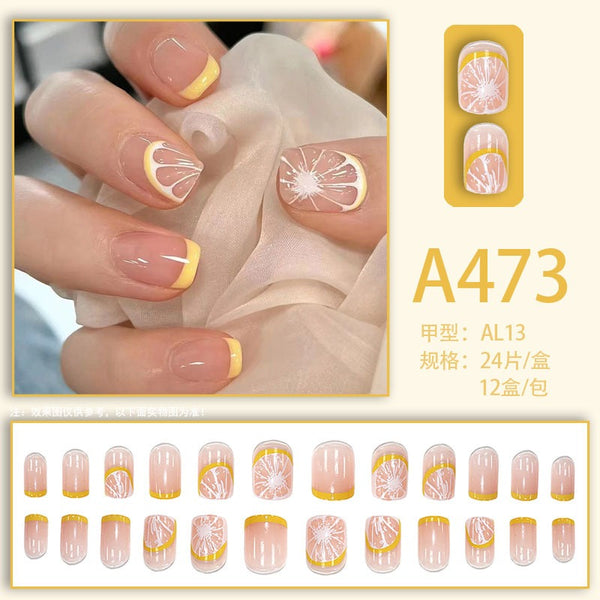 Fresh Lemon Light Color Simple Cute False Nails - 24Pcs