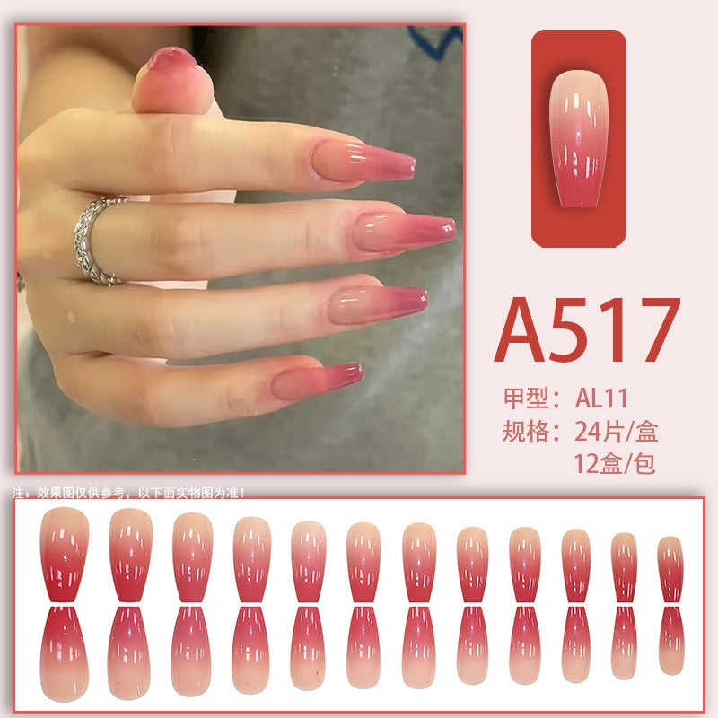 Pure Desire Style Gradient Blush Fake Nails  - 24Pcs