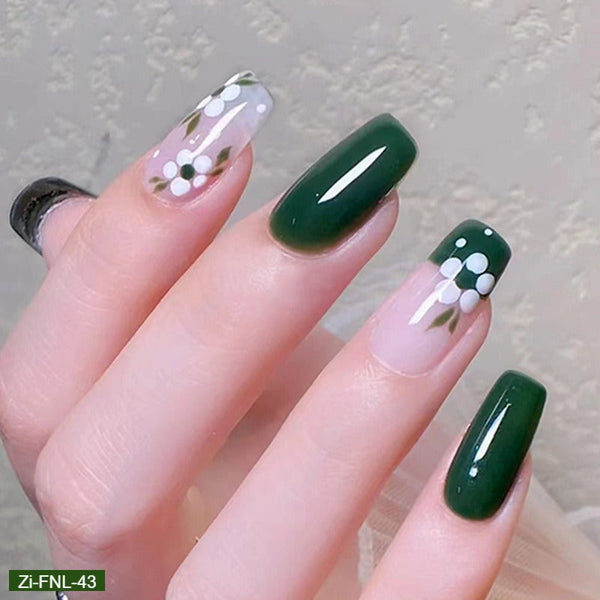 Long Ballet Fresh Green Tea Wearable Nails  - 24Pcs