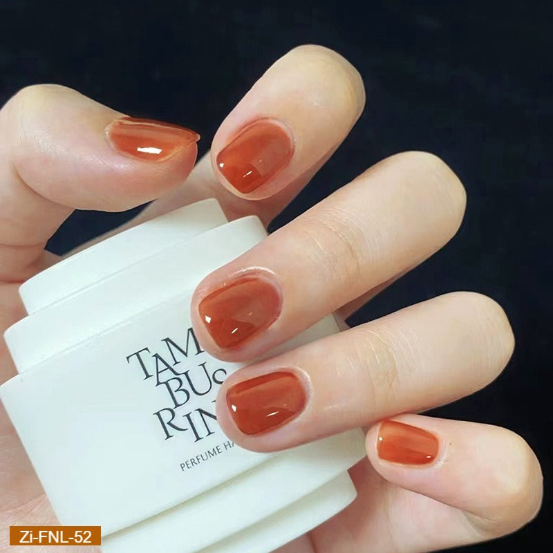 Simple Solid Color Milky Orange Manicure Fake Nails  - 24Pcs