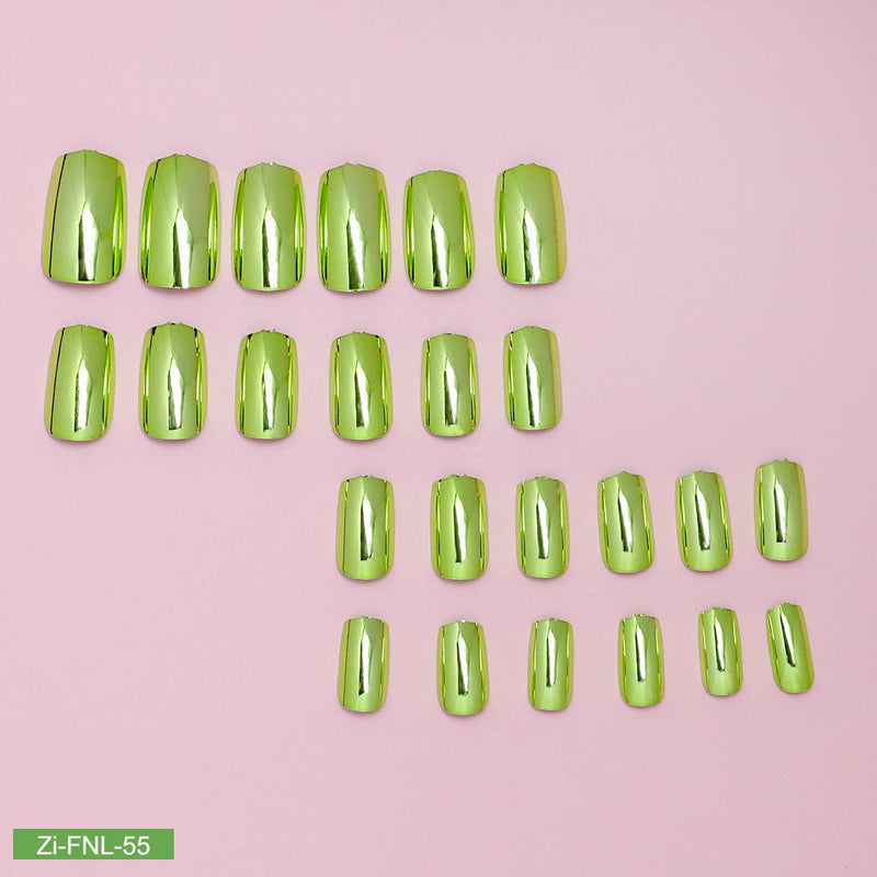 Green Mirror Wear False Nails - 24Pcs