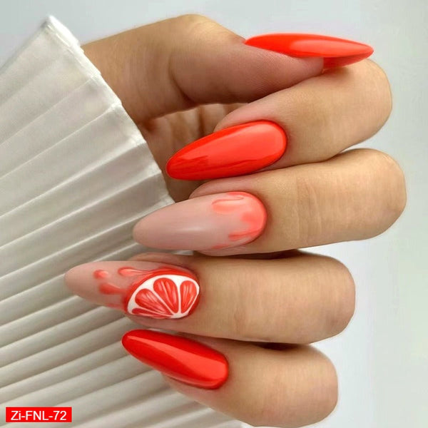 Orange Honey Pomelo Fake Nails  - 24Pcs