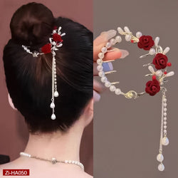 Rose Pearl Tassel Ball Head Hair