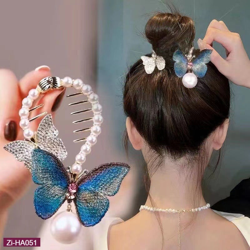 Embroidered Butterfly Ball Hair Clip