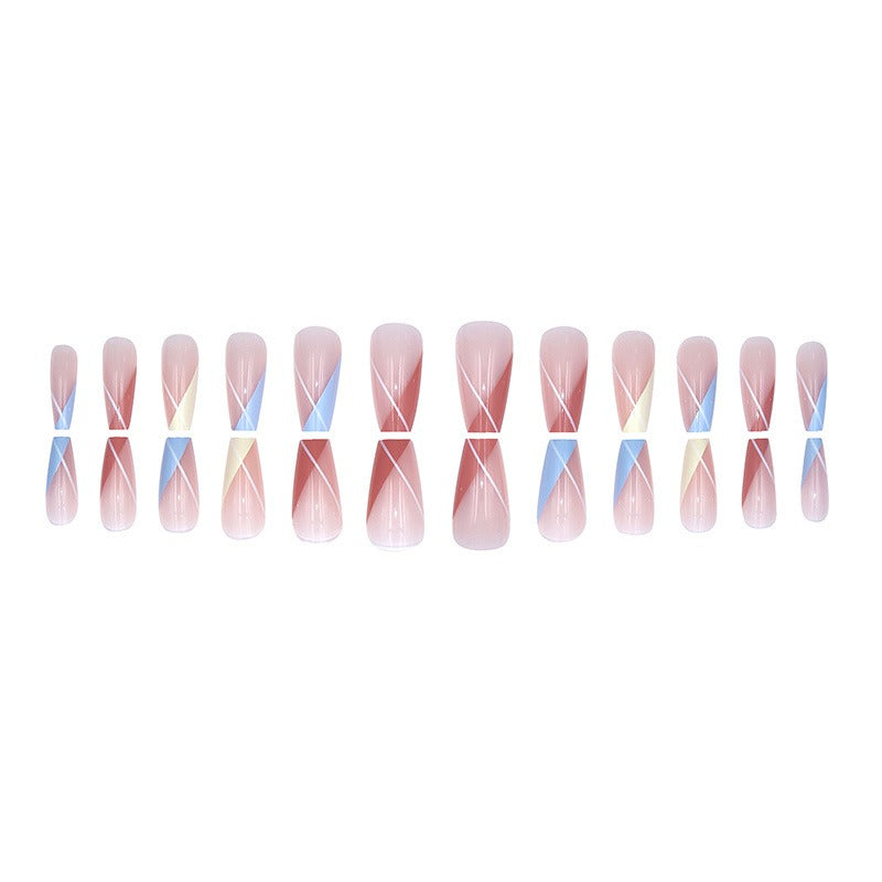 Triangle Geometric French Fake Nails  - 24Pcs