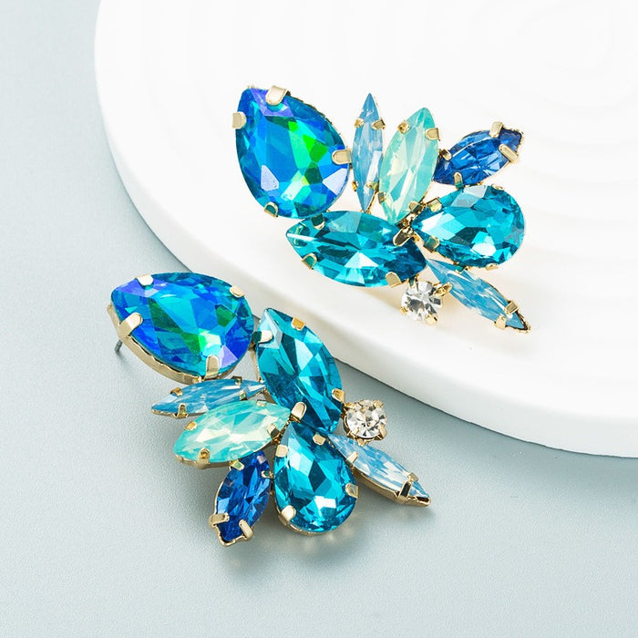 Blue Color Crystal Stud Earrings