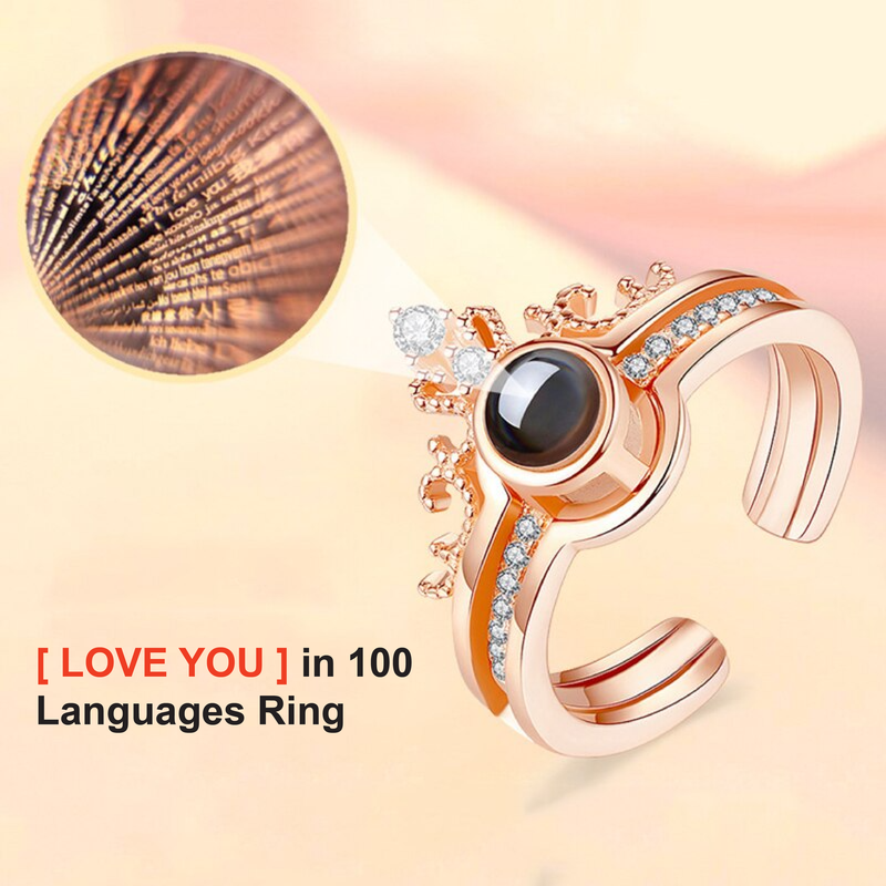 I Love You In 100 Languages Ring + Necklace (Box Included)