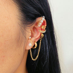 Pearl Tassel Non-Pierced Ear Bone Clip 8-Piece Set