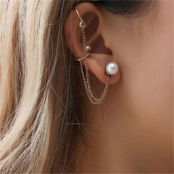 1 Pc Pearl Double Chain Earring Clip