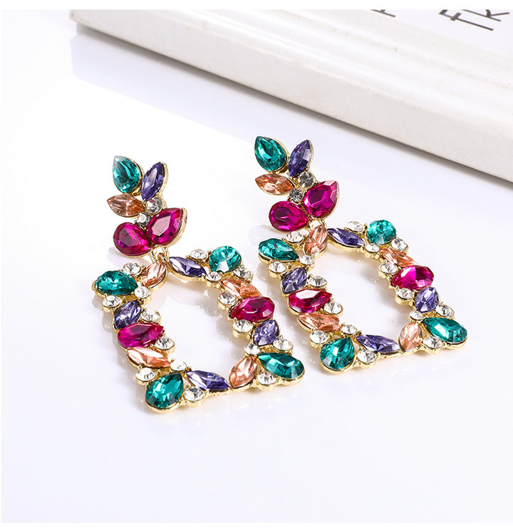 Colorful Square Rhinestone Statement Earring