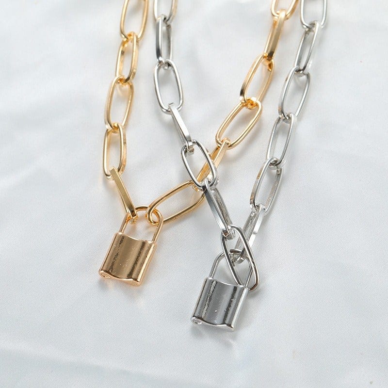 Thick Chain Punk Simple Lock-Shaped Necklace