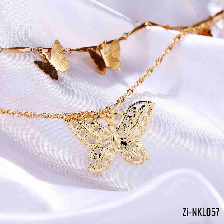 Authentic New Alloy Double Butterfly Necklace