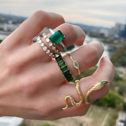 Creative Green Diamond Serpentine Ring 6-Piece
