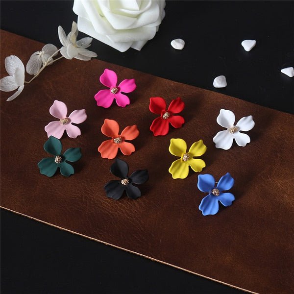 925 Silver Needle Cute Four-Petal Flower Earrings
