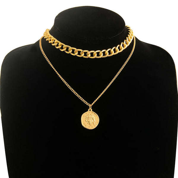 Double-Layer Personality Chain Hip-Hop Necklace Short Collarbone Chain