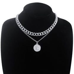Double-Layer Personality Chain Hip-Hop Necklace Short Collarbone Chain