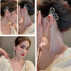 Trendy Earrings Without Ear Holes Pearl Earrings Butterfly (Pair)