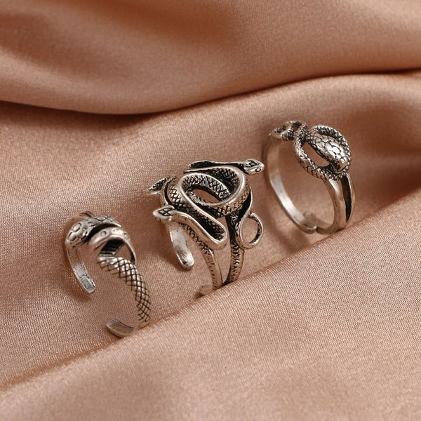 3 Pieces Of Punk Wrapped The Sadon Ring Set Adjustable