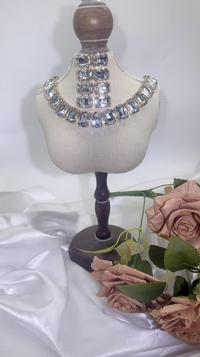 White Luxury Crystal Square Jewelry Set