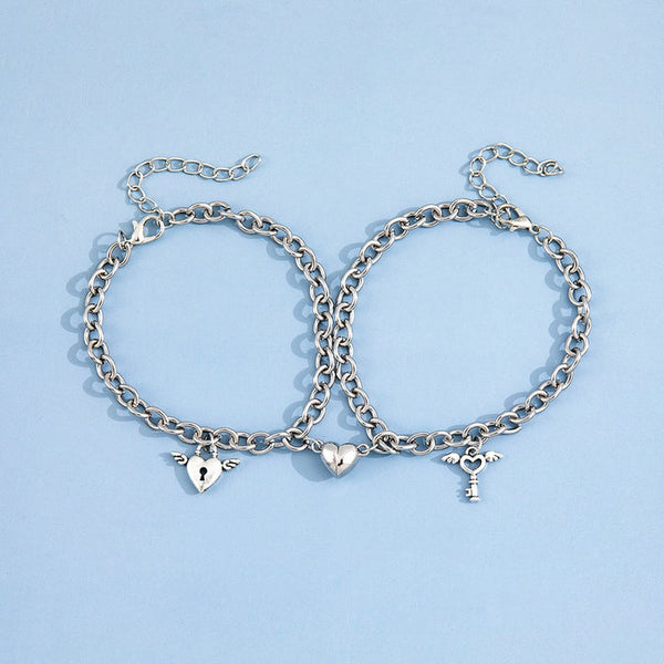 2Pcs/pair Heart Shaped Magnet Attraction Bracelet For Couples