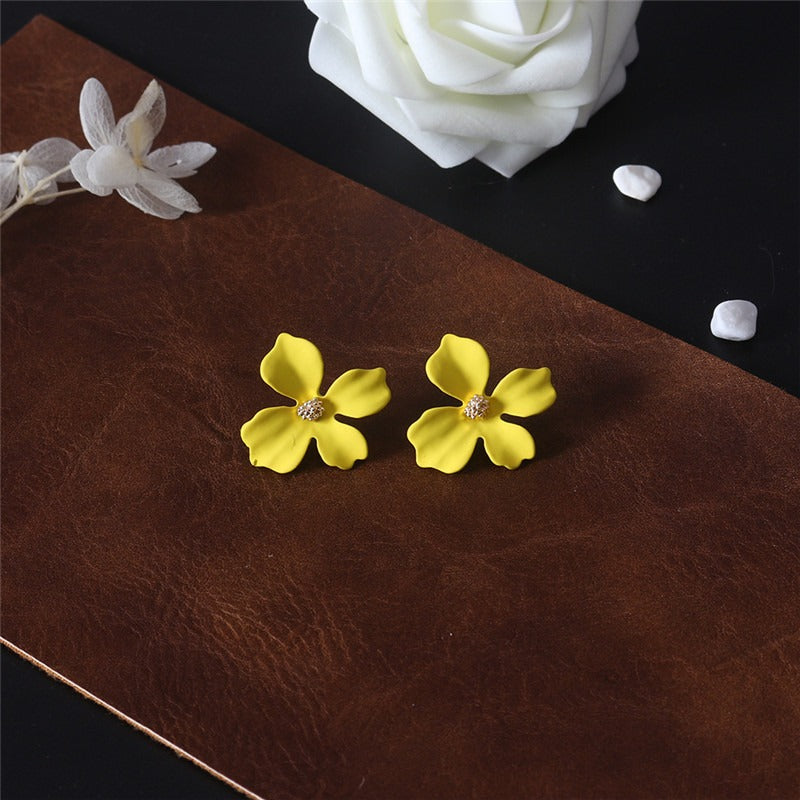 925 Silver Needle Cute Four-Petal Flower Earrings