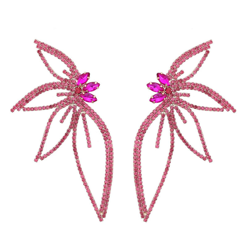 Diamond Flower Rhinestone Hollow Butterfly Earrings