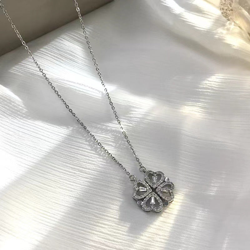 A Multi-Wear Four-Leaf Titanium Steel Necklace