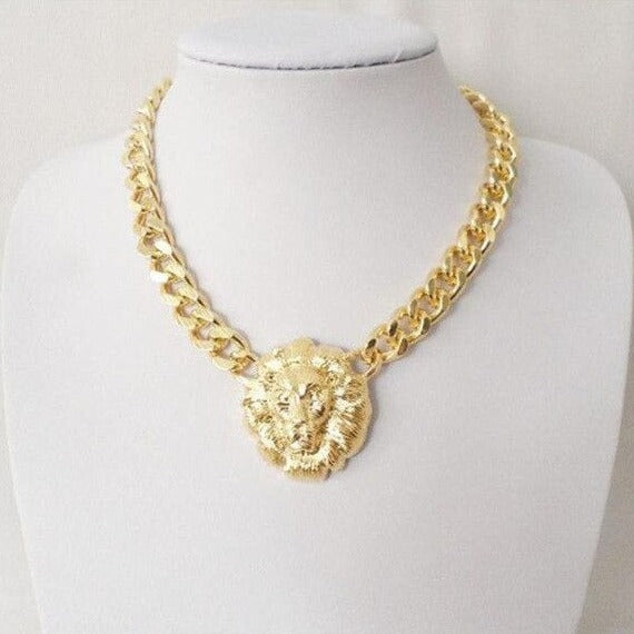 Lion Head Thick Clavicle Chain Necklace