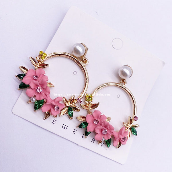Flower Rhinestone Earrings For Women & Girls