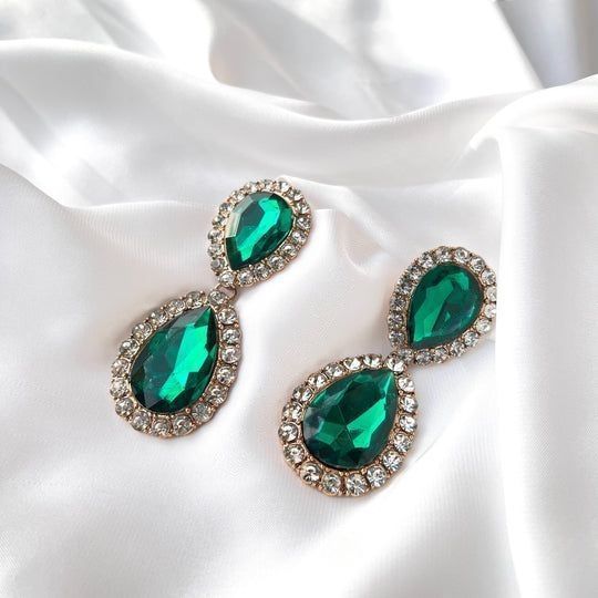 Green Rhinestone Earrings ZN545