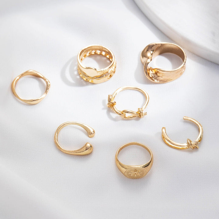 Creative Irregular Ring Metal Hollow Rings Set