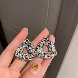Vintage Triangular Crystal Stud Earrings
