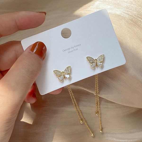 Butterfly Tassel Drop Earrings for Women