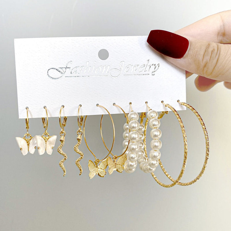 Creative Simple Acrylic Butterfly Snake Pendant Earrings Set