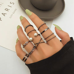 Creative Personality Cross Twist Chain Knuckle Finger Ring Sets