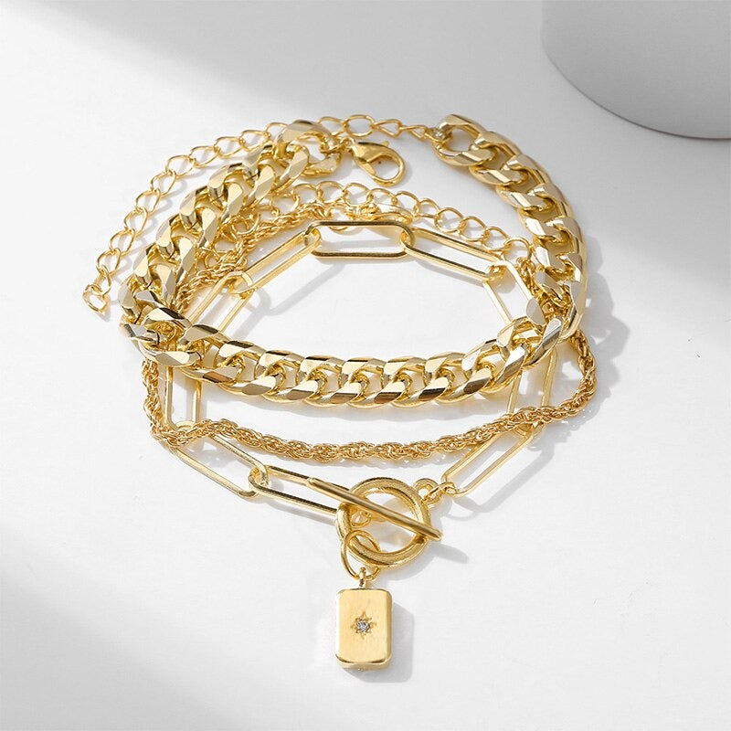Hip Hop Gold Thick Link Chains Bracelet