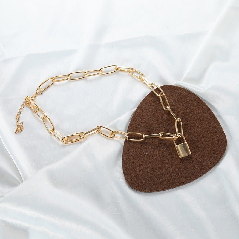 Thick Chain Punk Simple Lock-Shaped Necklace