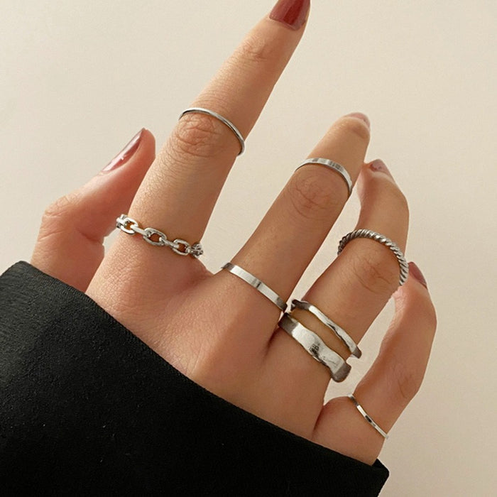 Silver 7-Piece Metal Knuckle Ring