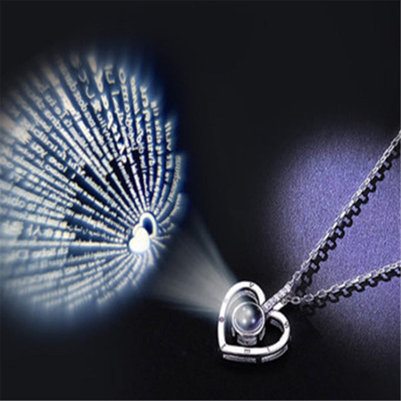 100 Languages Light Projection I Love You Heart Necklace