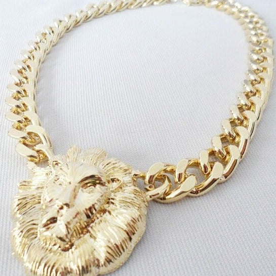 Lion Head Thick Clavicle Chain Necklace
