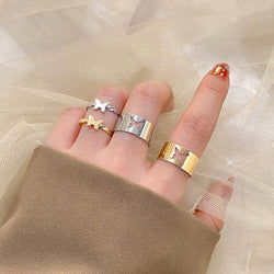 Creative Personality Butterfly Punk Style Couple Ring Adjustable