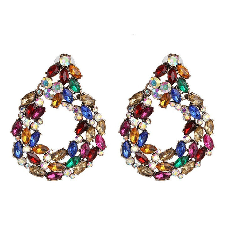 Round New Design Crystal Drop Earrings Multi Color