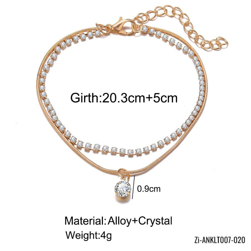 Bohemian Double-layer Crystal Zircon Anklet