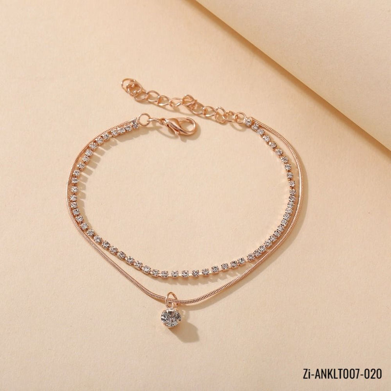 Bohemian Double-layer Crystal Zircon Anklet